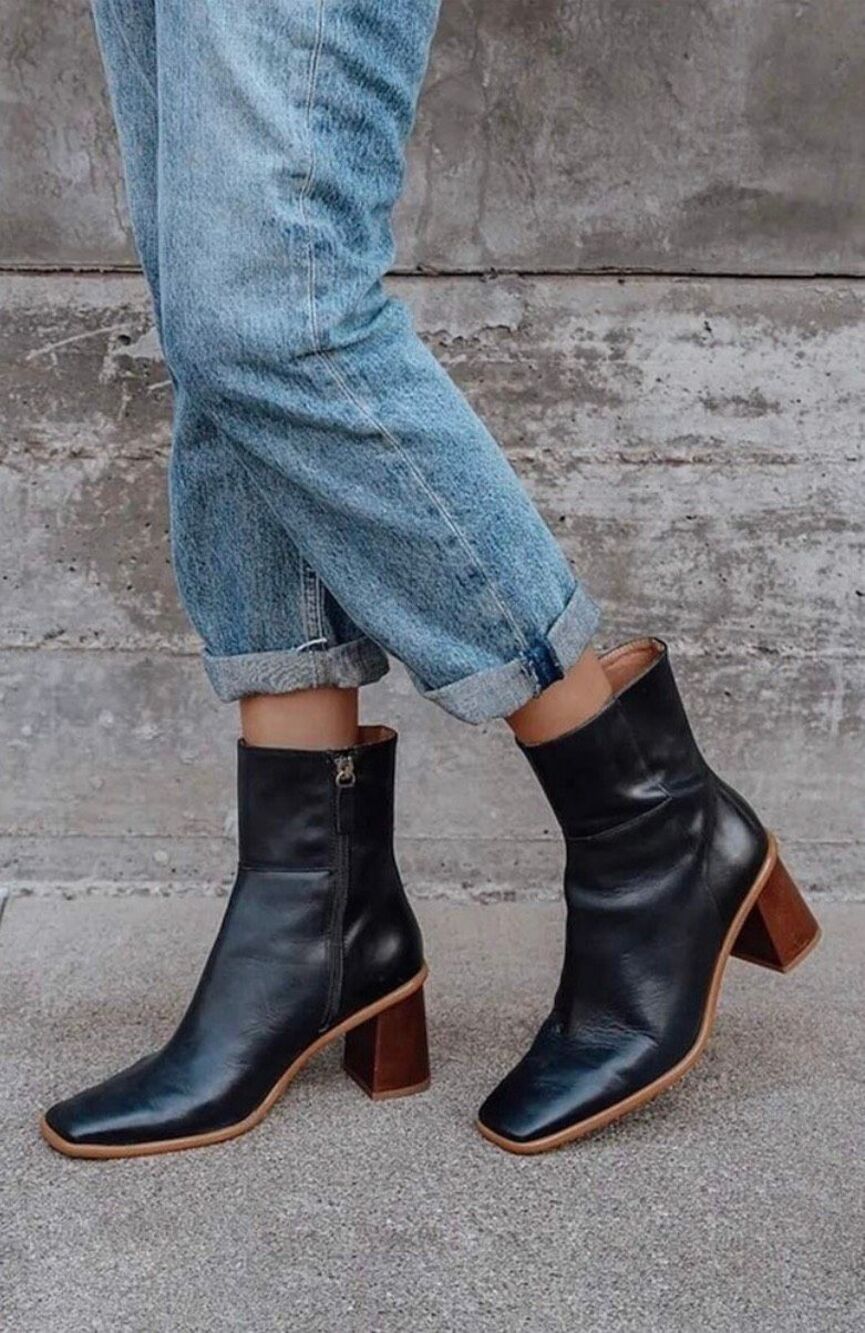 Alohas West Vintage Black Leather Boots 39 - Picture 4 of 11